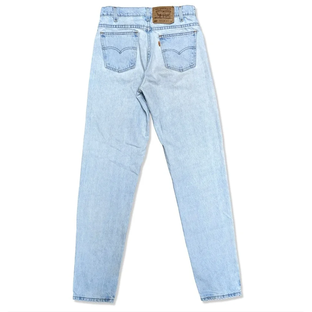 Vintage Levi's 550 Orange Tab Jeans 29x34 Light Blue Relaxed Tapered